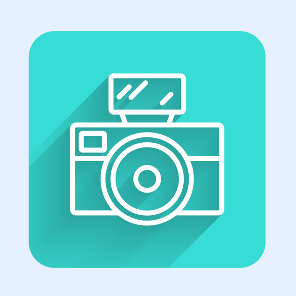 白线摄影相机与闪光灯图标图片下载