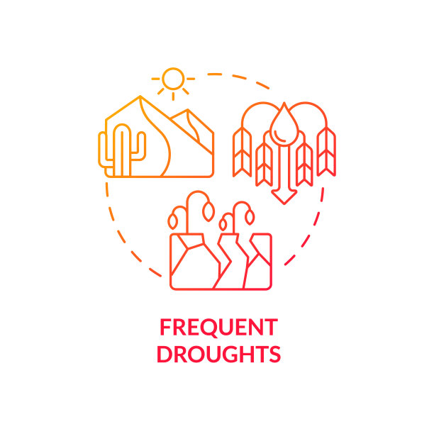 频繁干旱红色梯度概念图标图片下载