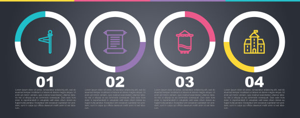 设置线中世纪旗帜法令羊皮纸卷轴图片下载