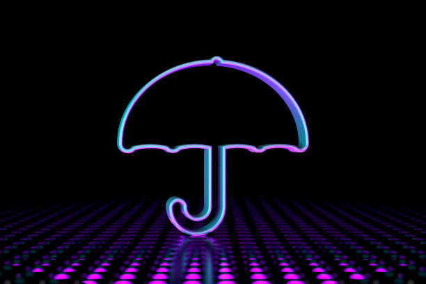 背光霓虹彩色雨伞符号图片下载