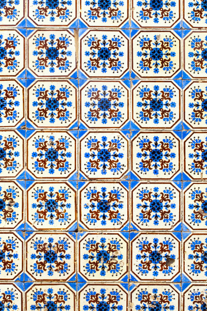 古色古香的多色瓷砖，全框观。图片下载