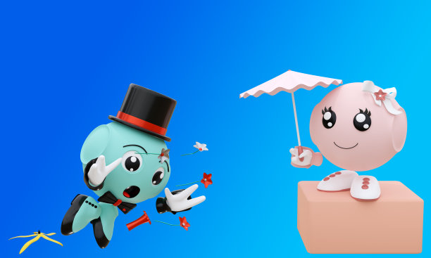 机器人表情符号在情人面前滑倒在香蕉皮上。图片下载