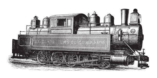 老火车头-复古插图图片下载