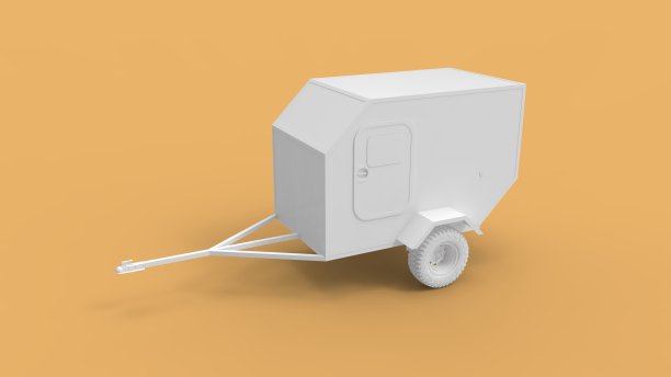 3D渲染一个小型越野拖车为汽车汽车隔离在空的空间工作室背景图片下载