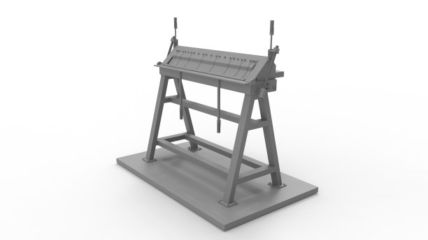 一个钣金弯曲机工程机械计算机模型的三维渲染孤立在白色背景上图片下载