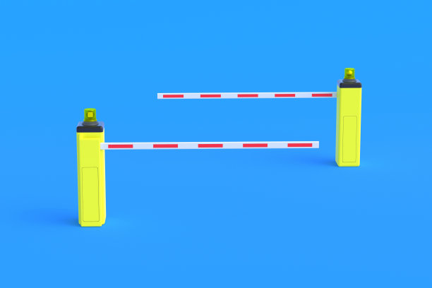 在蓝色背景上关闭自动屏障。三维渲染图片下载