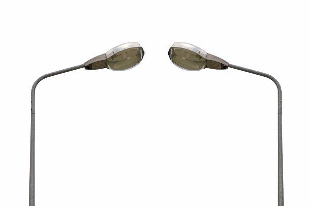 街道LED灯柱隔离在白色背景与切割。图片下载