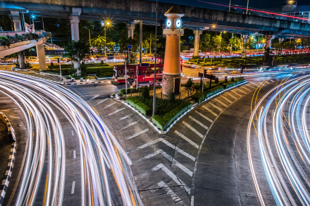 泰国曼谷高速公路上的高速公路航拍图图片下载