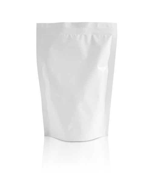 空白白色铝箔塑料小袋袋包装模型孤立在白色背景上图片下载