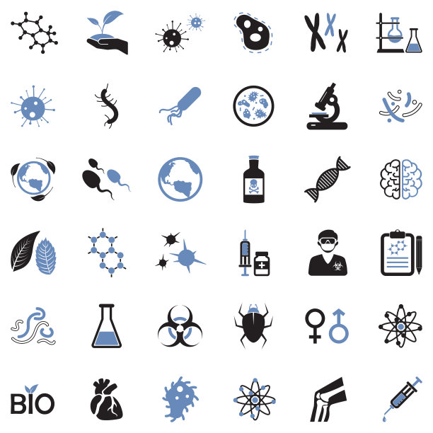 生物学图标。双色调平面设计。矢量插图。图片下载