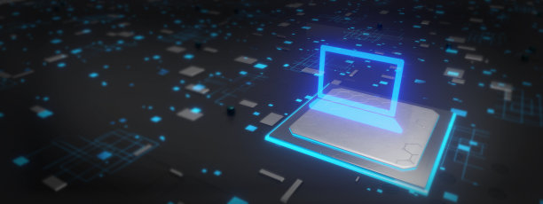 笔记本电脑与暗技术概念背景。图片下载