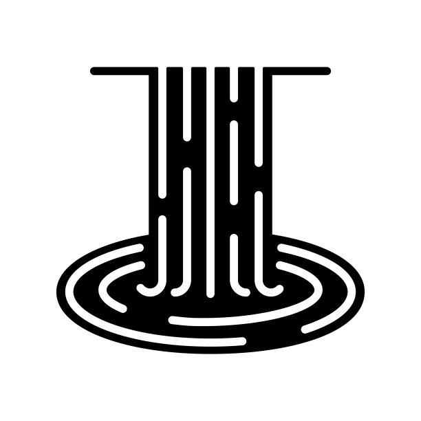 瀑布自然度假矢量字形图标图片下载