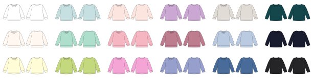 一套彩色技术素描运动衫。孩子穿套头衫设计模板收集。图片下载