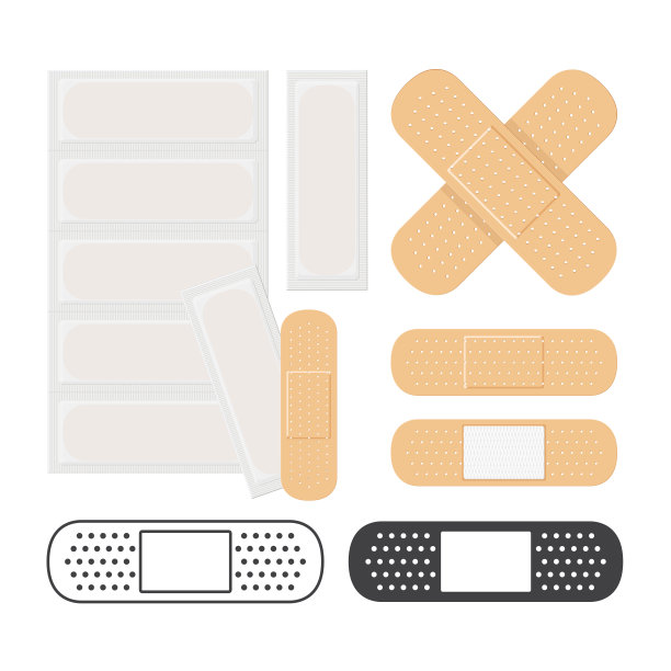 赛斯膏药。创可贴是一种薄布条，上面涂上粘胶块，用于医疗目的。矢量插图孤立在白色背景的设计和网页。图片下载