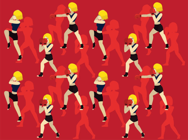 卡通漫画拳击各种打孔无缝壁纸背景图片下载