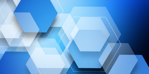 现代蓝色六边形横幅背景。适合医疗，未来科技，数字横幅图片下载