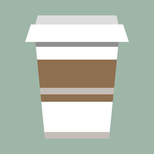 平面矢量插画的潮流纸咖啡杯去，适合许多卡通道具和不同的设计项目。图片下载