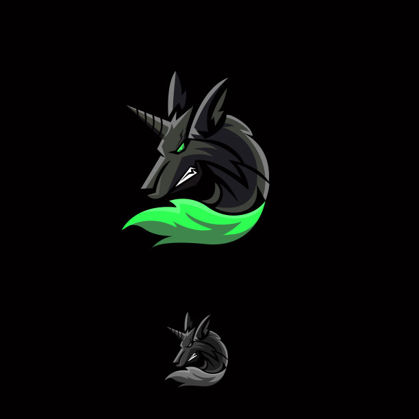 头狼矢量设计与独角兽角图片下载