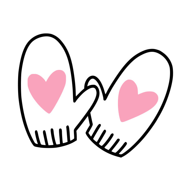 一对手套的图标与心在它上。图片下载