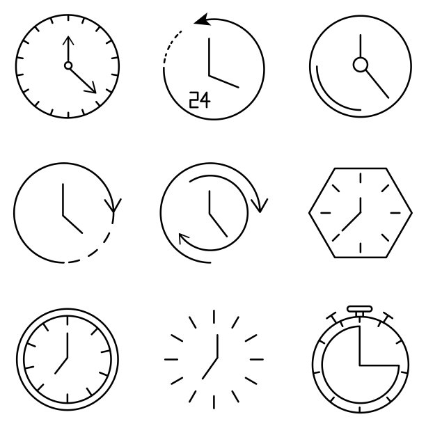 钟面符号图标用来视时间为一只手。图片下载