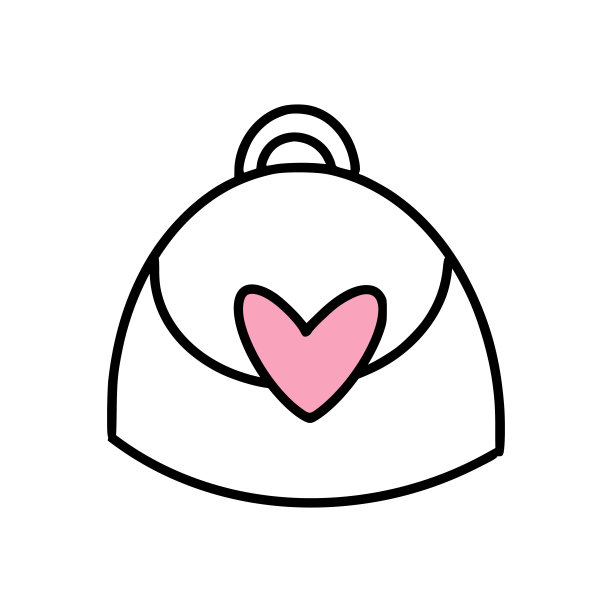 一个图标的时尚包与心脏图案上。图片下载