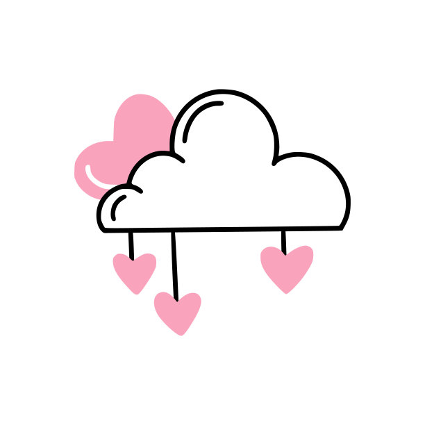 云的图标与心形的月亮。图片下载