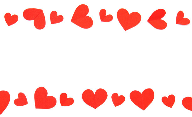 红纸心形框架上的白色背景为情人节图片下载