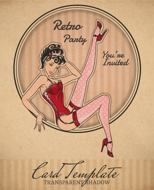 矢量复古海报女郎图片下载
