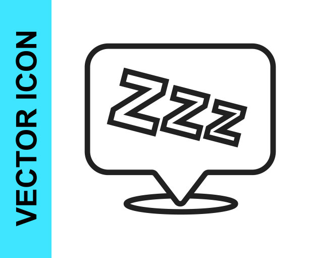 黑色线沉睡图标孤立在白色背景。瞌睡虫说话泡泡。向量图片下载