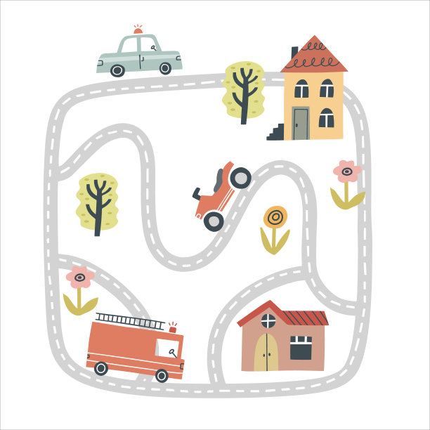 可爱的城市地图。手绘的向量插图托儿所图片下载