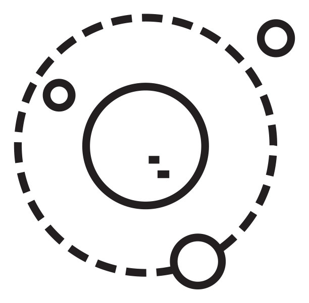 有卫星环绕的行星。月球路径图标图片下载