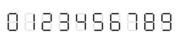 一组数字时钟数字。计算器或电子计数器的数字。矢量图图片下载