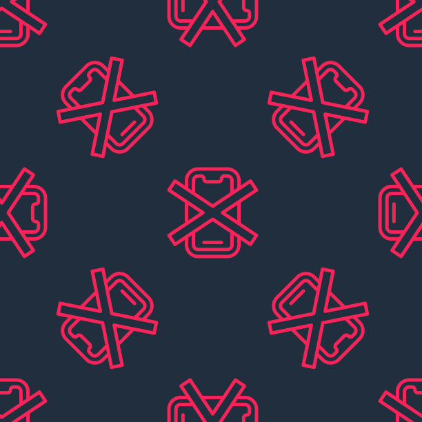 红线没有手机图标孤立无缝图案在黑色背景上。禁止交谈和呼号。细胞的禁令。向量图片下载