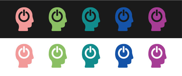 设置电源按钮图标孤立在黑白背景上。开始的信号。向量图片下载