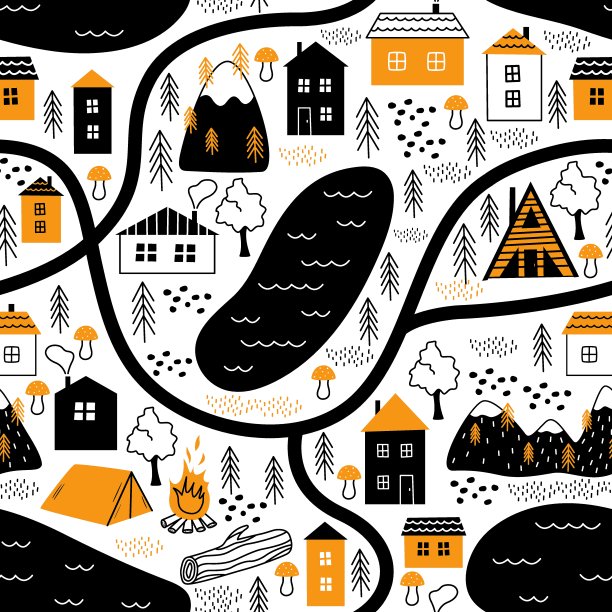 矢量无缝模式的乡村地图图片下载