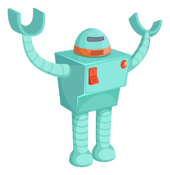 塑料玩具机器人。卡通风格的机器人形象图片下载