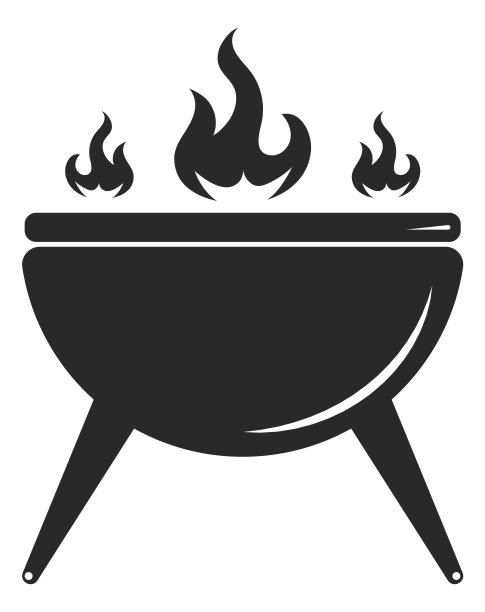 烧烤图标。用火烧烤碗。侧视图图片下载