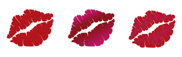 一个吻，一组亲吻时的唇印图片下载