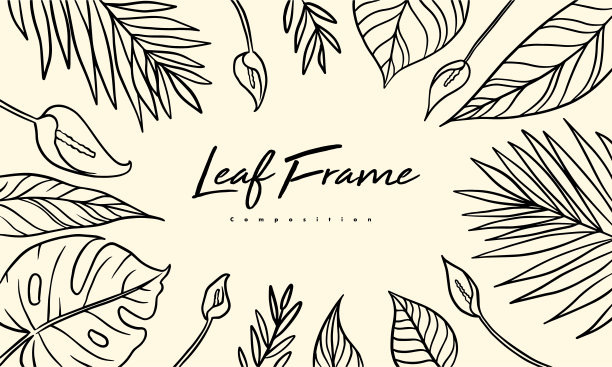 用于装饰框架的热带植物组合图片下载