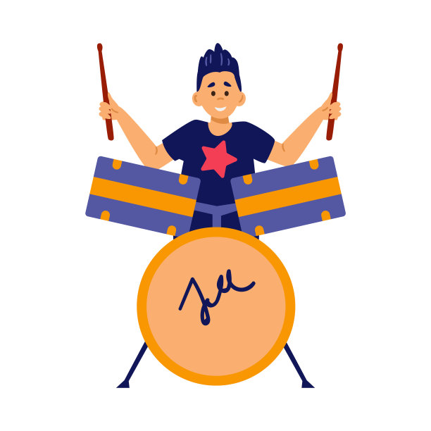 黑头发的男孩打鼓，孤立在白色的背景上。小孩子玩有节奏的打击乐乐器。图片下载