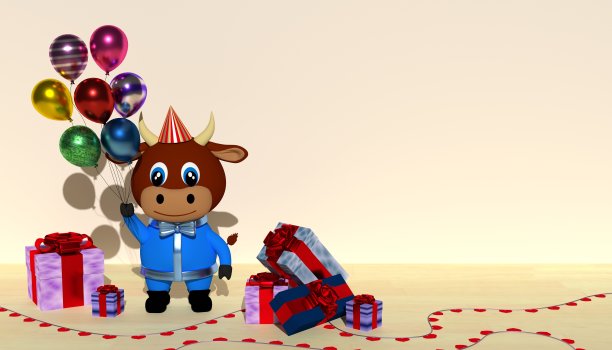 生日公牛,气球图片下载