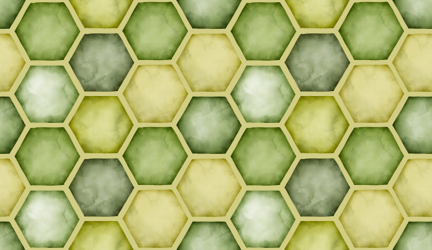 水彩几何蜂窝无缝图案。绿色的壁纸图片下载