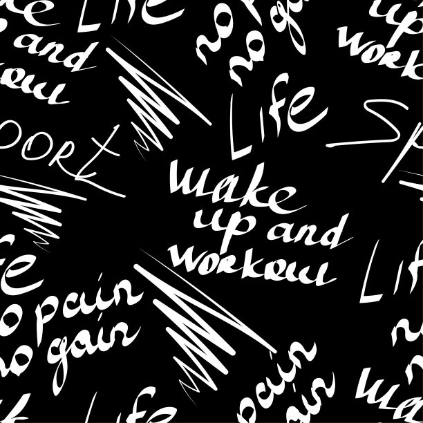 纺织品图案，运动服，关于运动，动机，健康生活方式的涂鸦和铭文图片下载