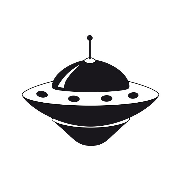 UFO图标，外星飞船。向量平面黑色颜色风格图片下载