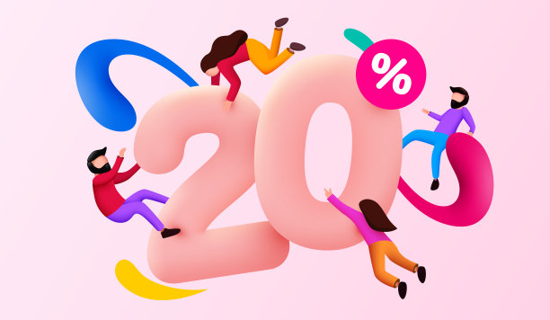 大型销售。20%的折扣。特别提供背景与飞行人员。宣传海报或横幅。图片下载