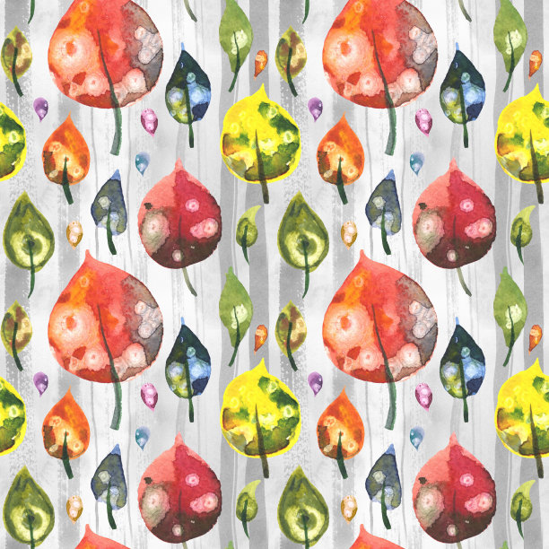 水彩叶无缝图案图片下载