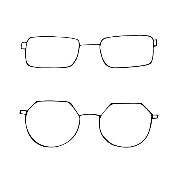 黑色涂鸦眼镜图标。眼镜和太阳镜插图图片下载
