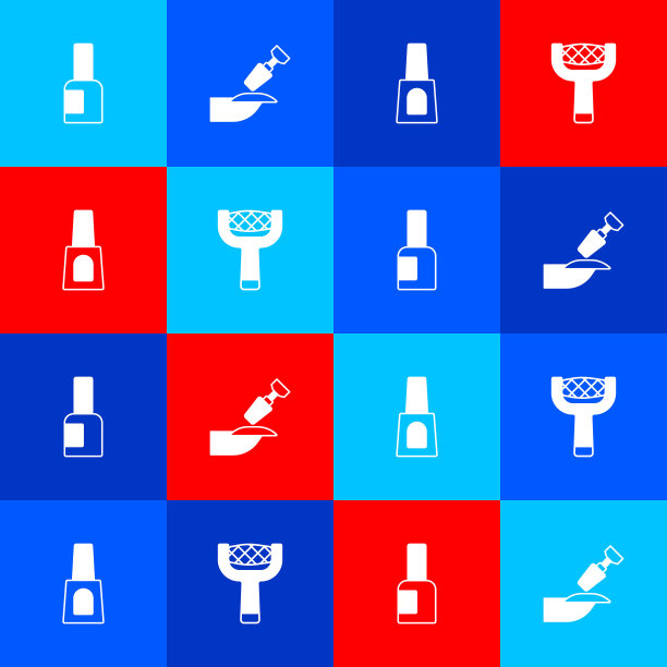 设置瓶子的指甲油，铣刀修甲，和指甲文件图标。向量图片下载