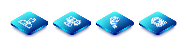 设置等距线工人，停止运送货物卡车，美元汇率下降和安全图标。向量图片下载