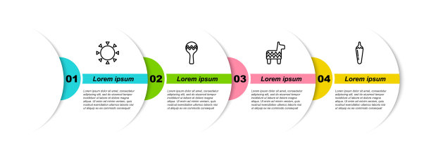 集太阳、沙球、皮纳塔和辣椒豆荚于一体。业务信息模板。向量图片下载